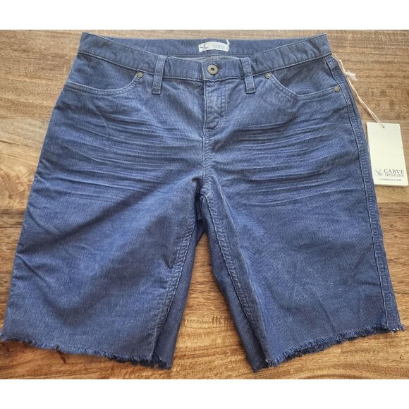 Carve Designs Shorts Womens 4 Blue Coastal Oahu 10" Bermuda Corduroy Raw Hem - Picture 1 of 8
